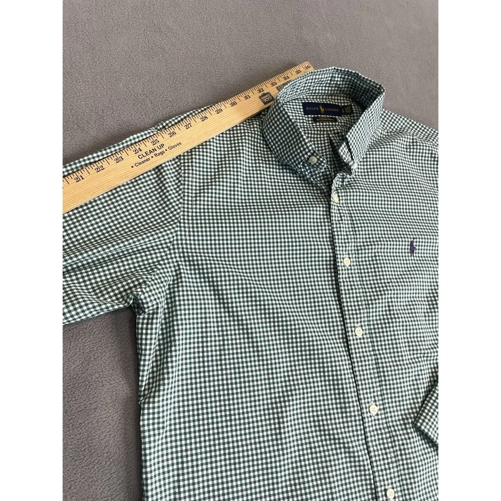 Polo Ralph Lauren Shirt Mens Large Green Gingham Classic Fit Button Down